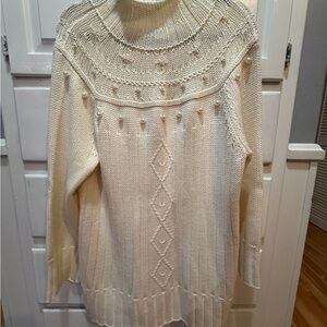 Elegant Ivory Sweater embellished with pearl beading. L Newport News